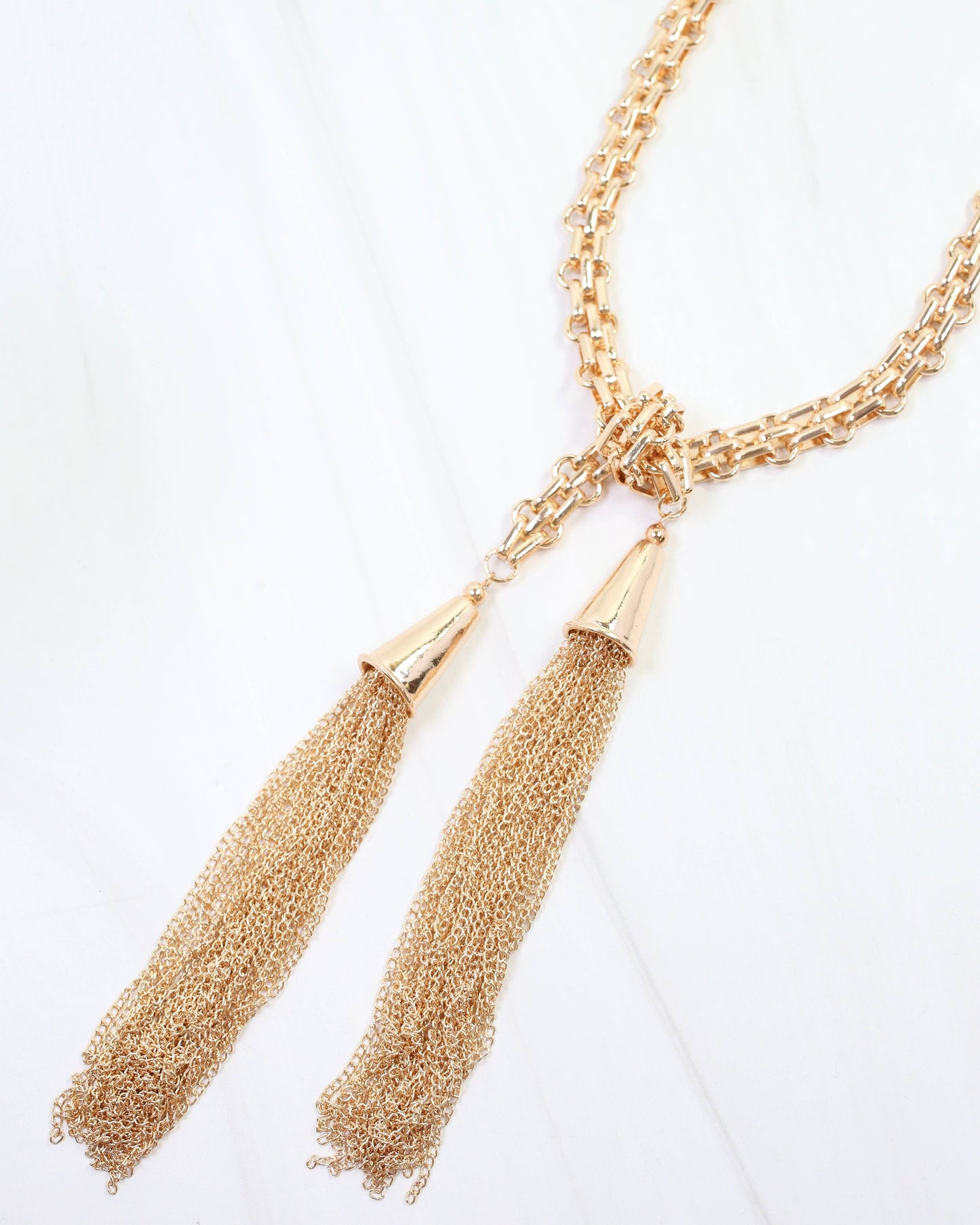 Marely Long Tassel Gold Chain Necklace