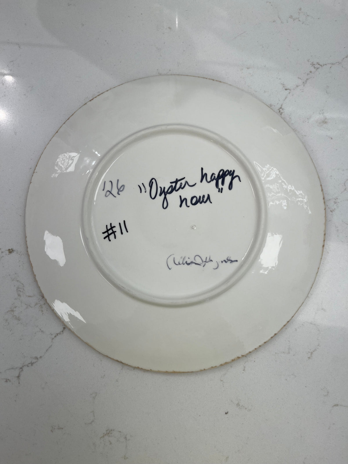 “Oyster Happy Hour” Hand-Painted Gilded Oyster Plate