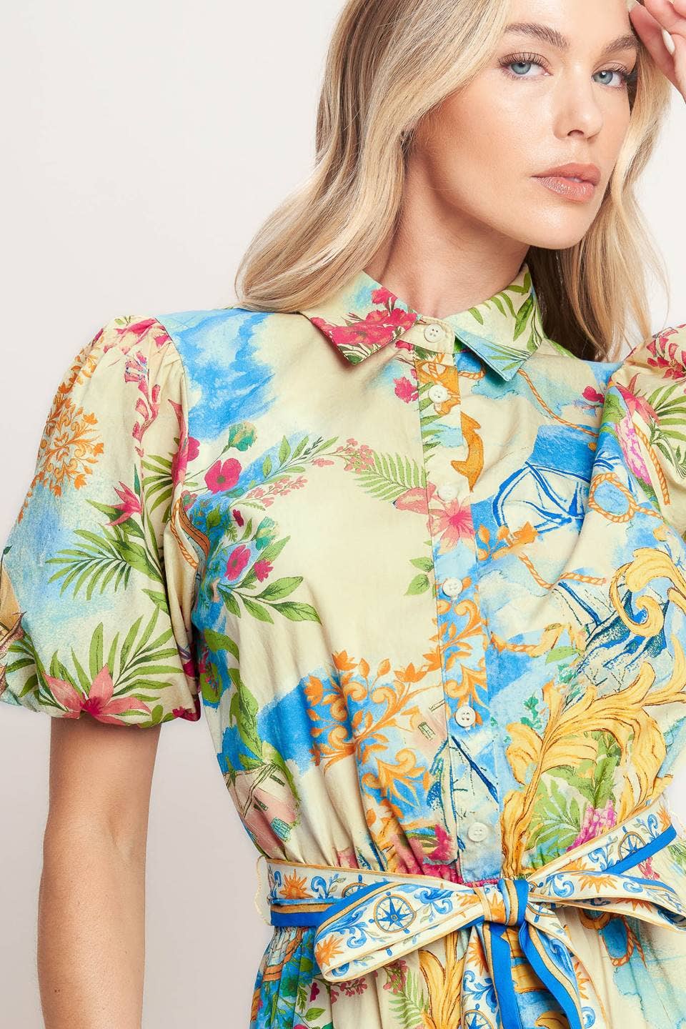 Tropical Tie Waist Dress