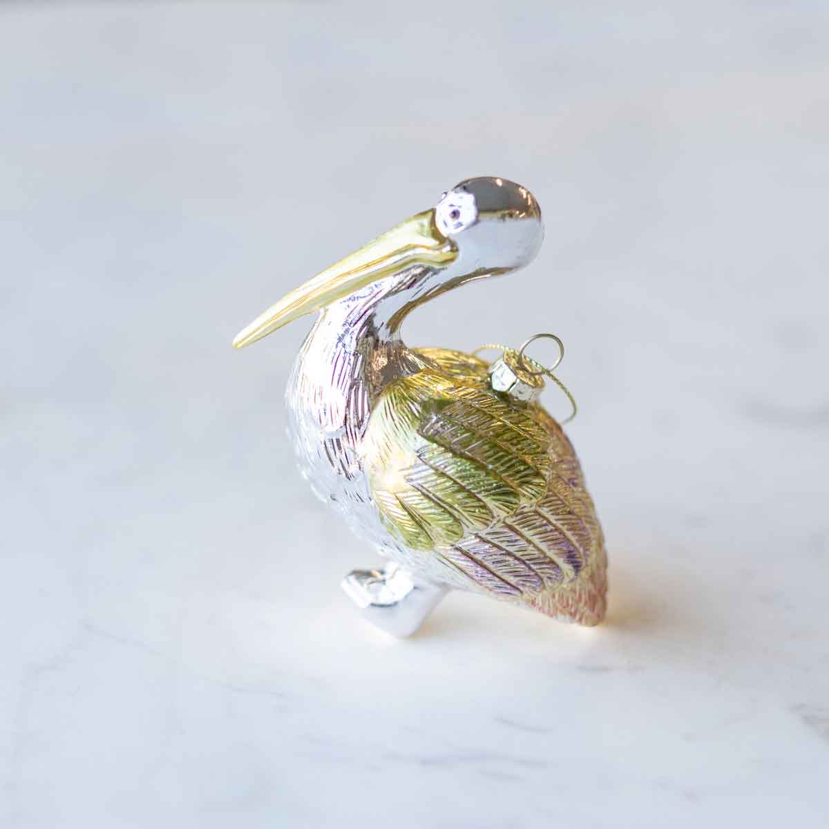 Pelican Ornament Silver 4"