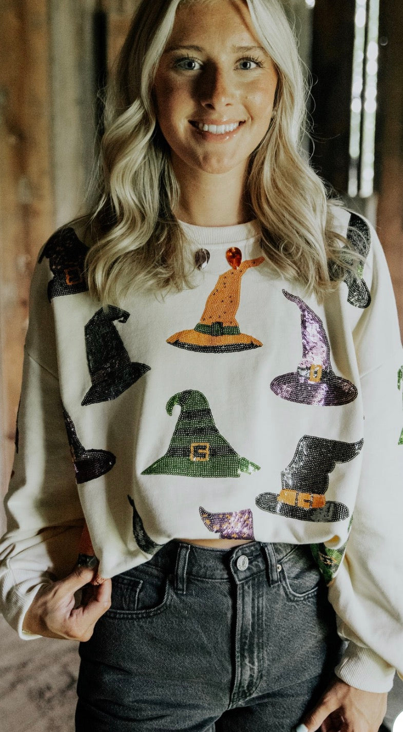 White Bewitched Sequin Sweatshirt