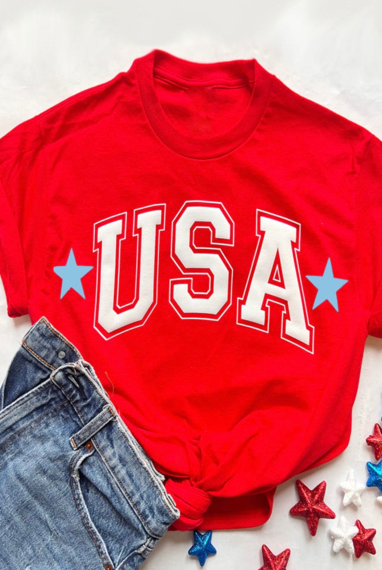 Red USA Tee