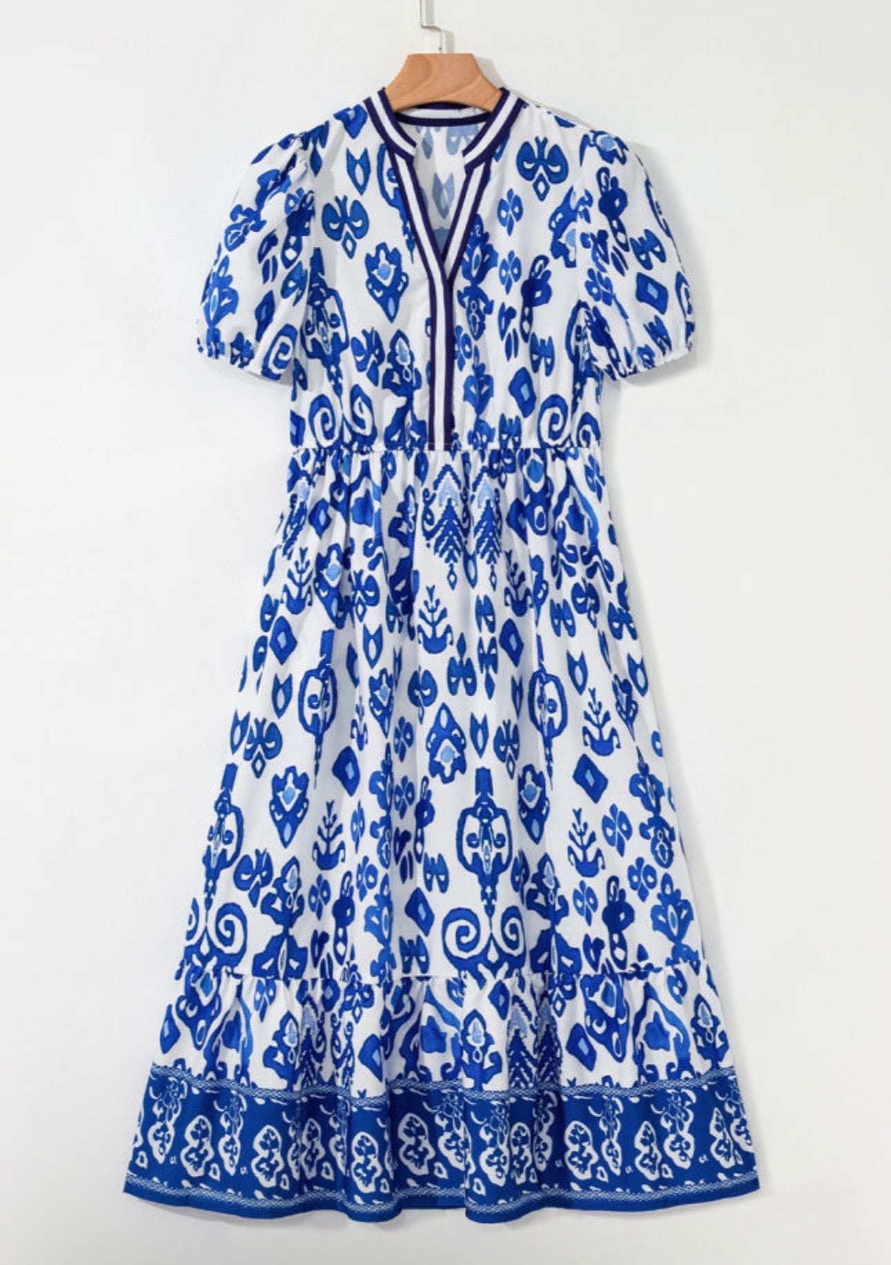 Blue & White Maxi Dress
