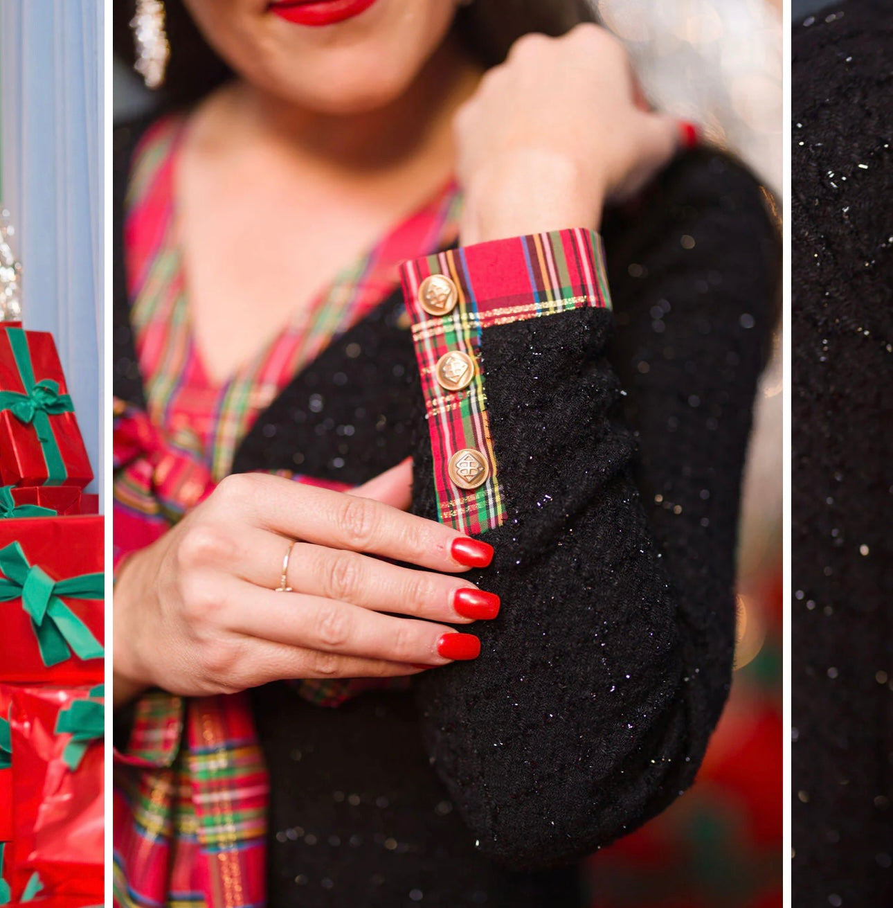 Brianna Cannon Tweed Tartan Bow Dress