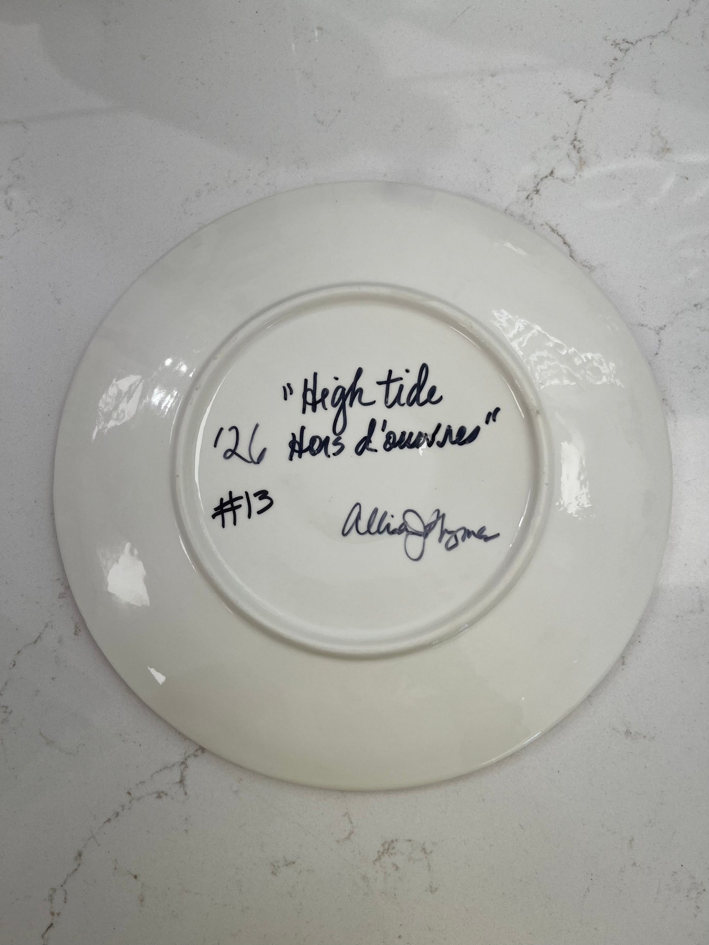 “High Tide Hors d’oeuvres” Hand-Painted Gilded Oyster Plate