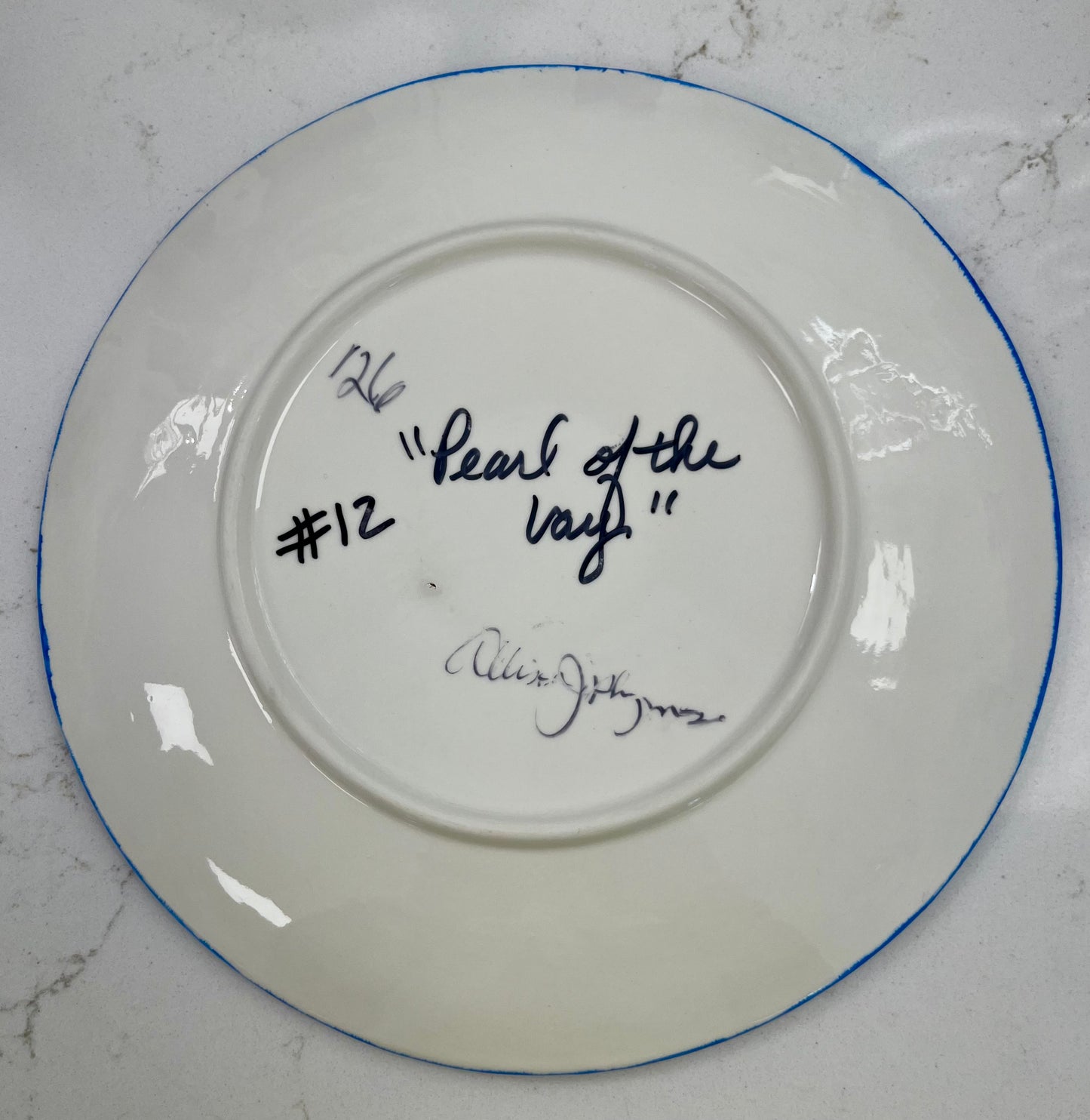 “Pearl of the Bay” Hand-Painted Gilded Oyster Plate