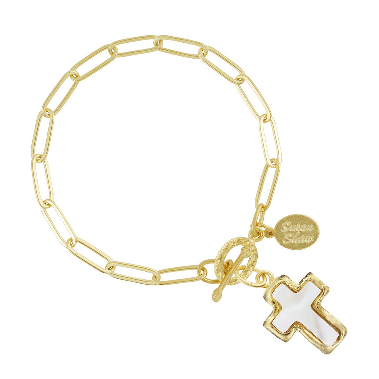 Susan Shaw Mother of Pearl Cross Bracelet
