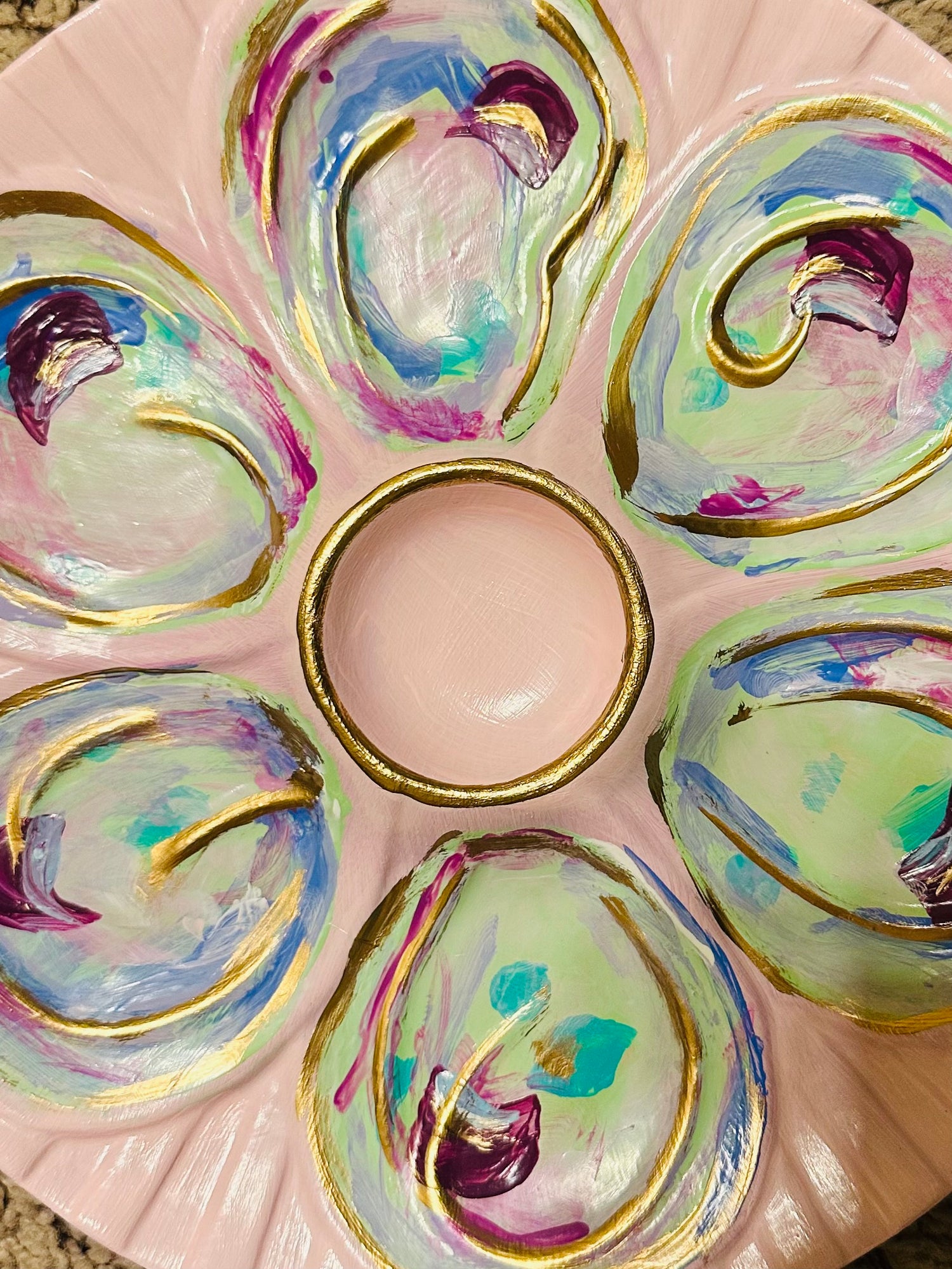 Allison Rhymes Designs Hand-Painted Gilded Oyster Plates