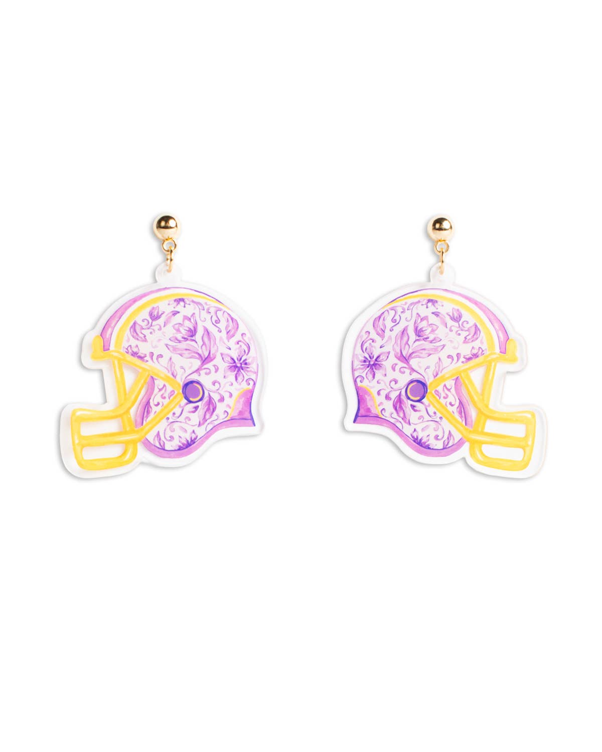 Chinoiserie LSU Gameday Acrylic Earrings   Purple/Gold   1.5"