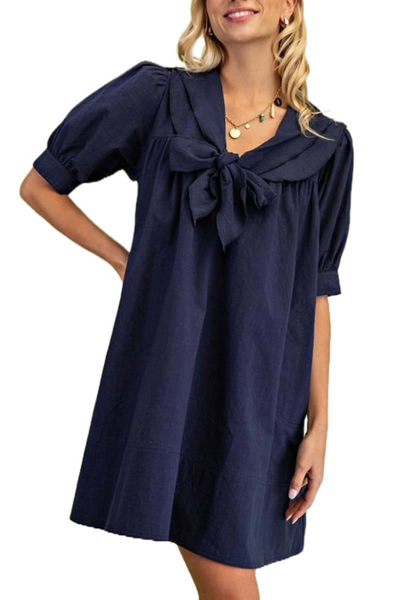 Teal Large Sailor Style Collar Dress