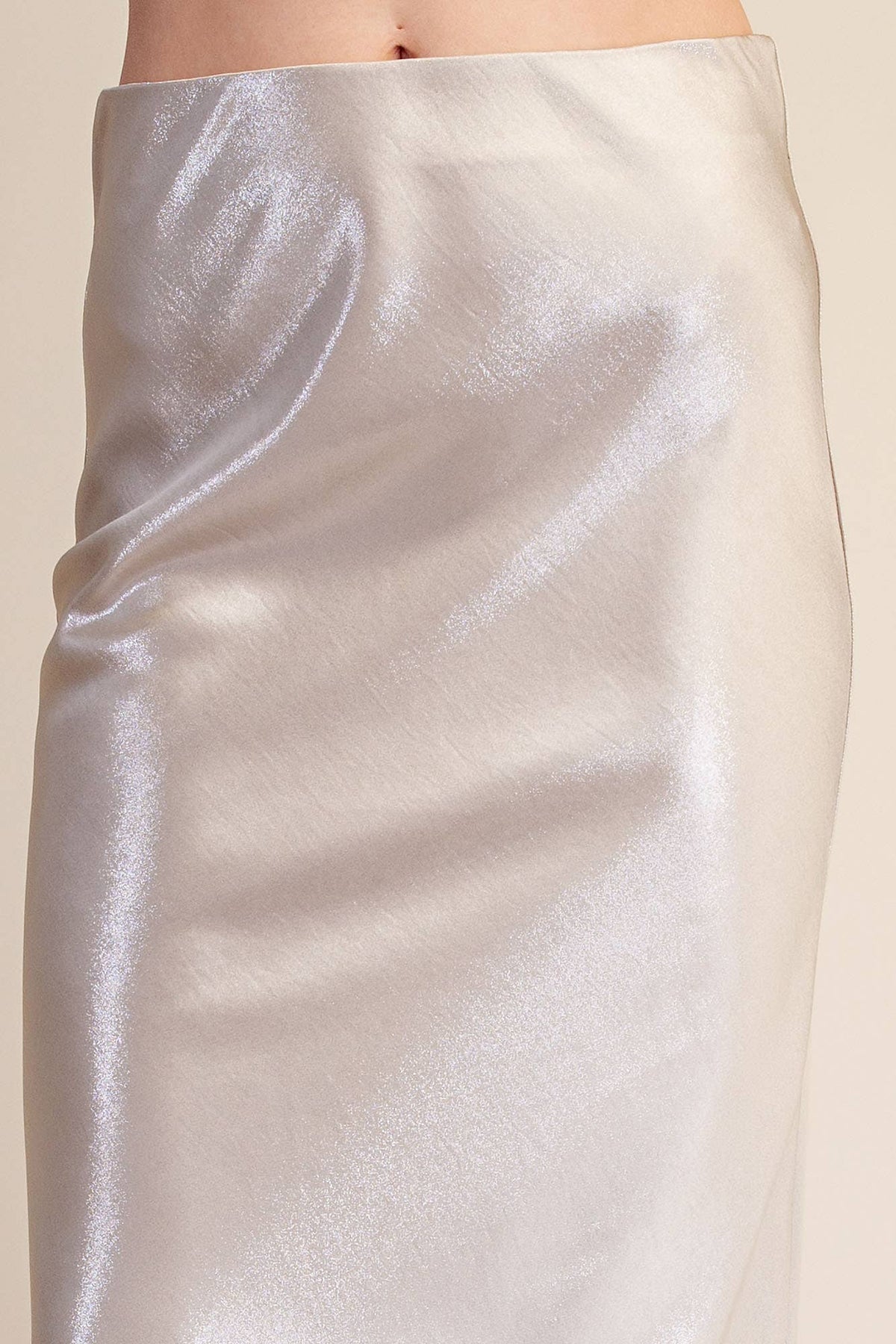 Champagne Glitter Midi Skirt