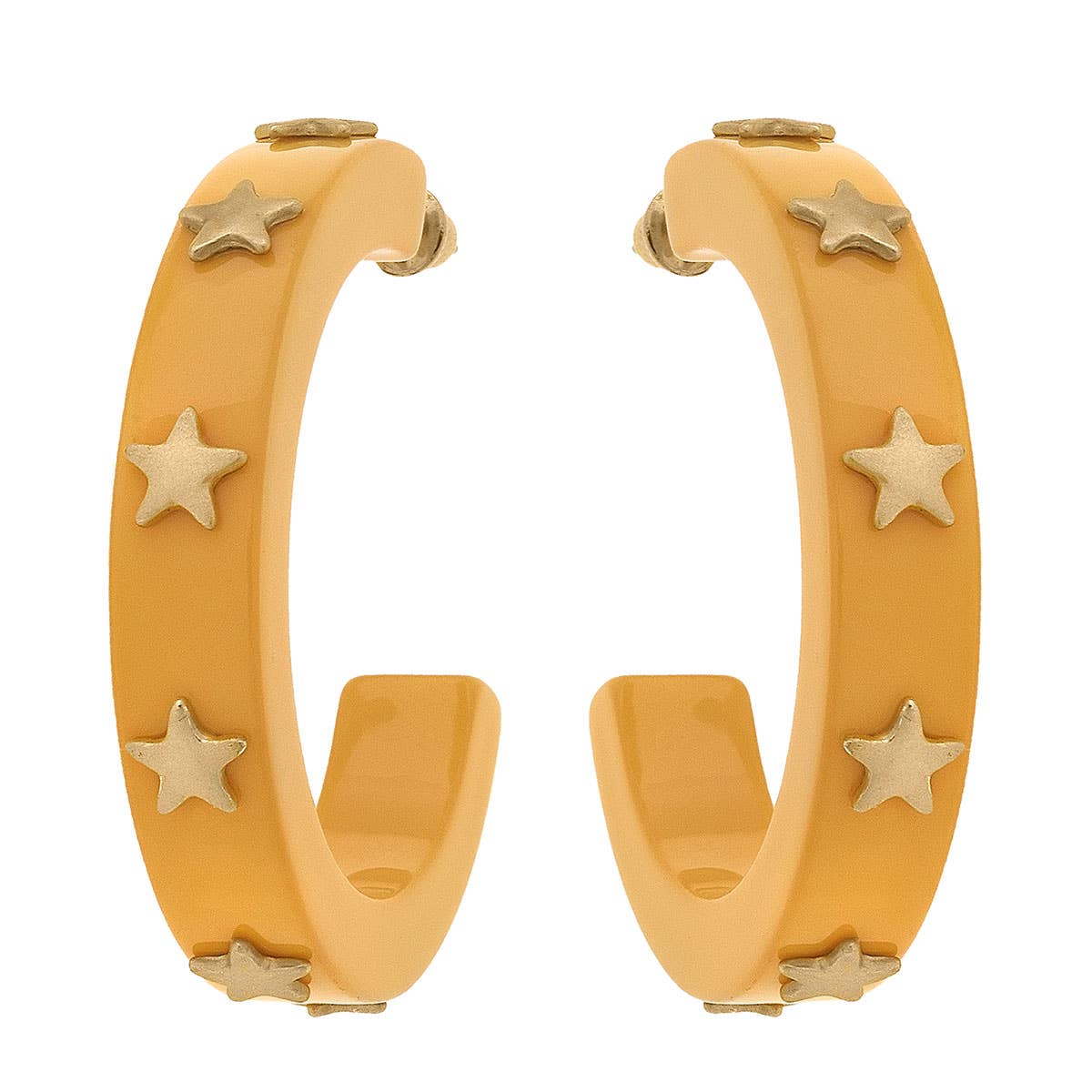 Yellow Darla Star Resin Hoop Earrings