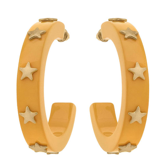 Yellow Darla Star Resin Hoop Earrings