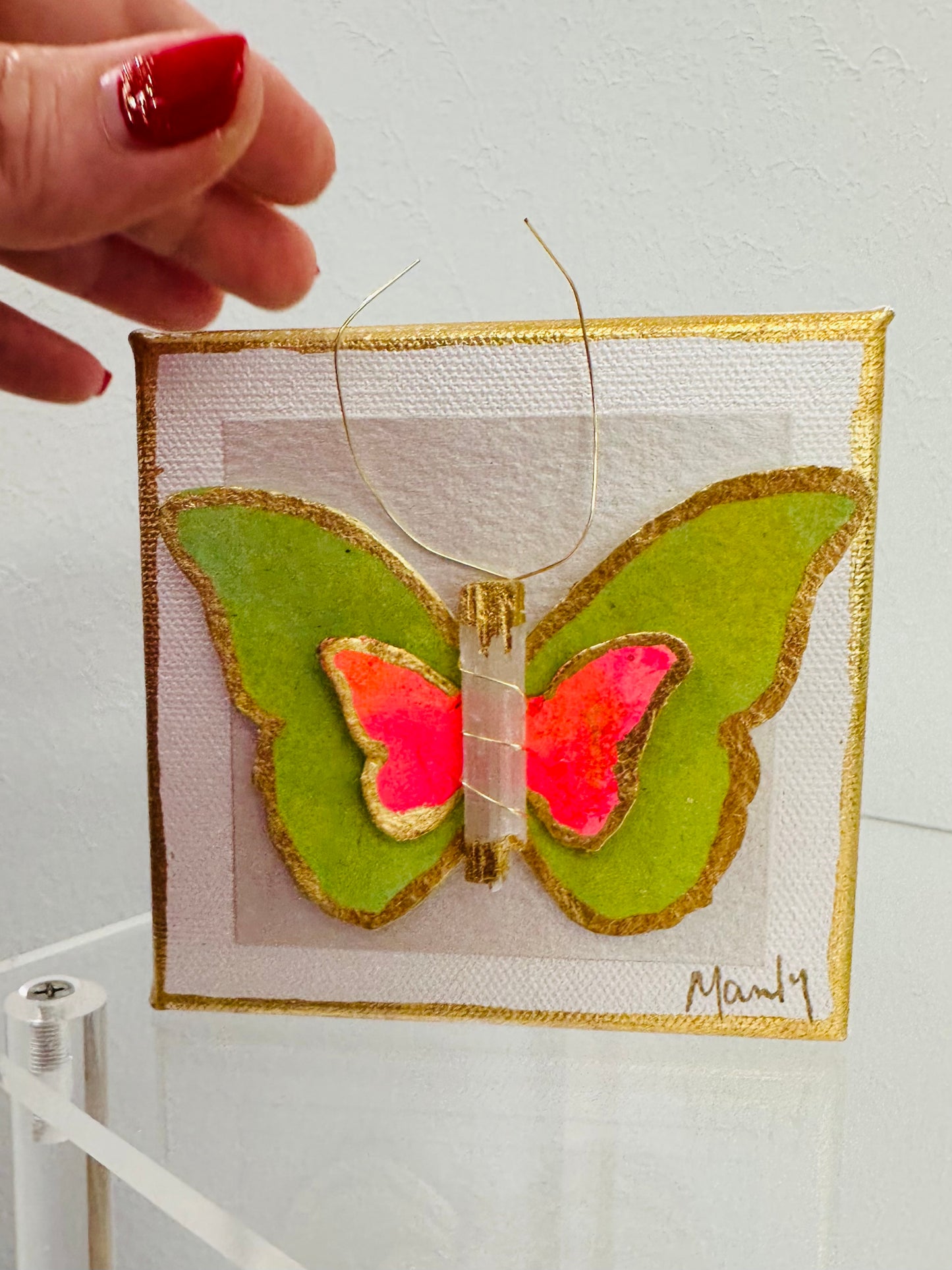 Dana Manly Butterfly Art on 4x4 Canvas