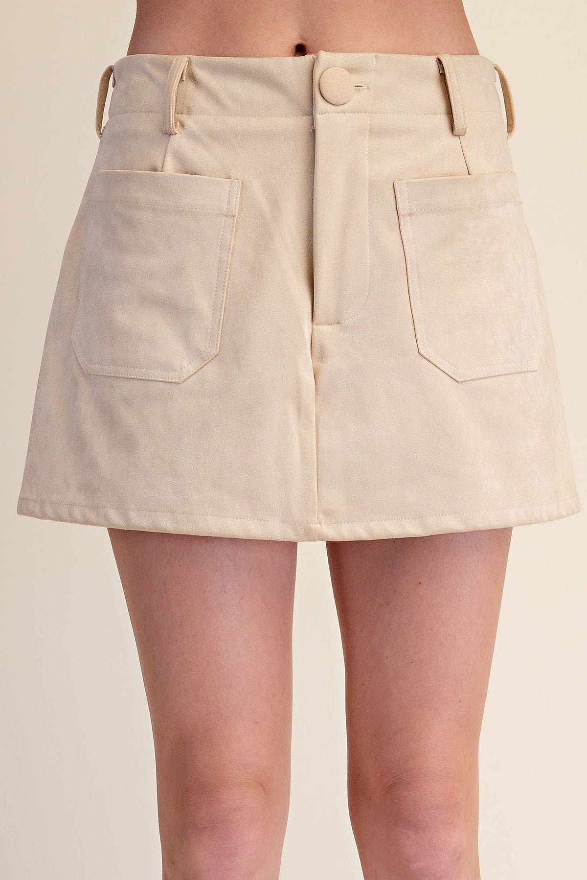 Suede-Look Soft Brush Stretchy Skort Set