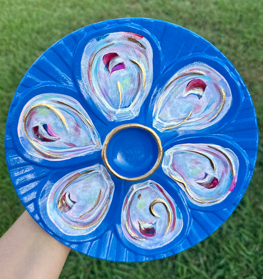 “Pearl of the Bay” Hand-Painted Gilded Oyster Plate