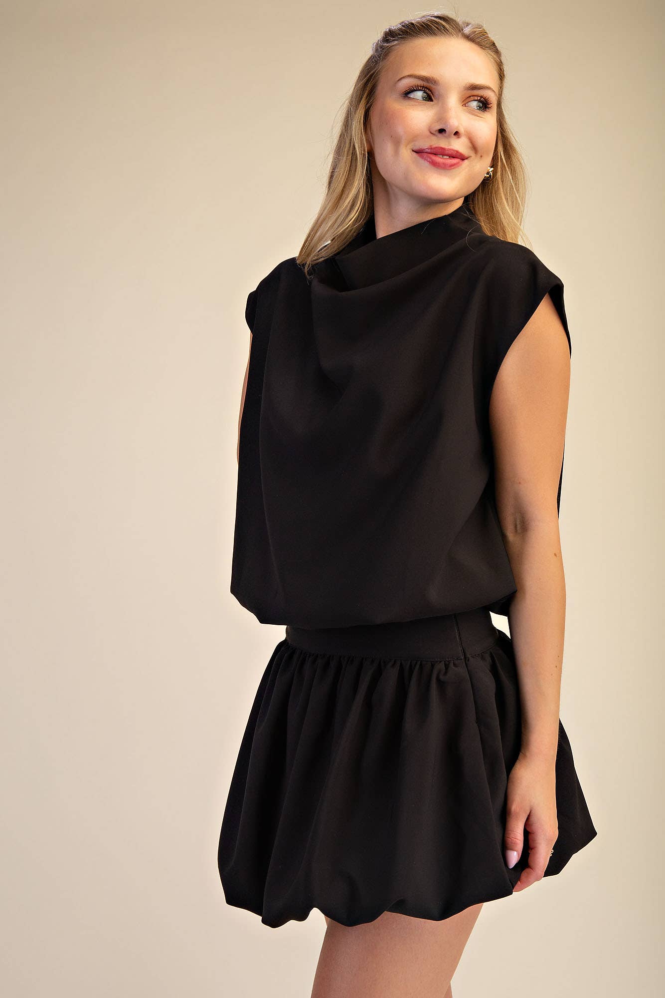 Mock Neck Balloon Top