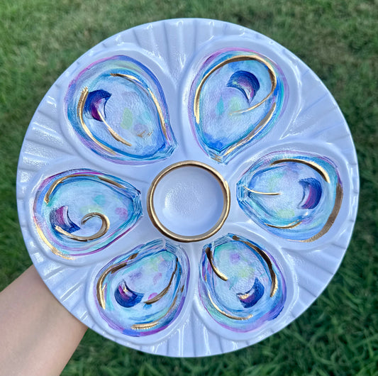 “Tides & Traditions” Hand-Painted Gilded Oyster Plate