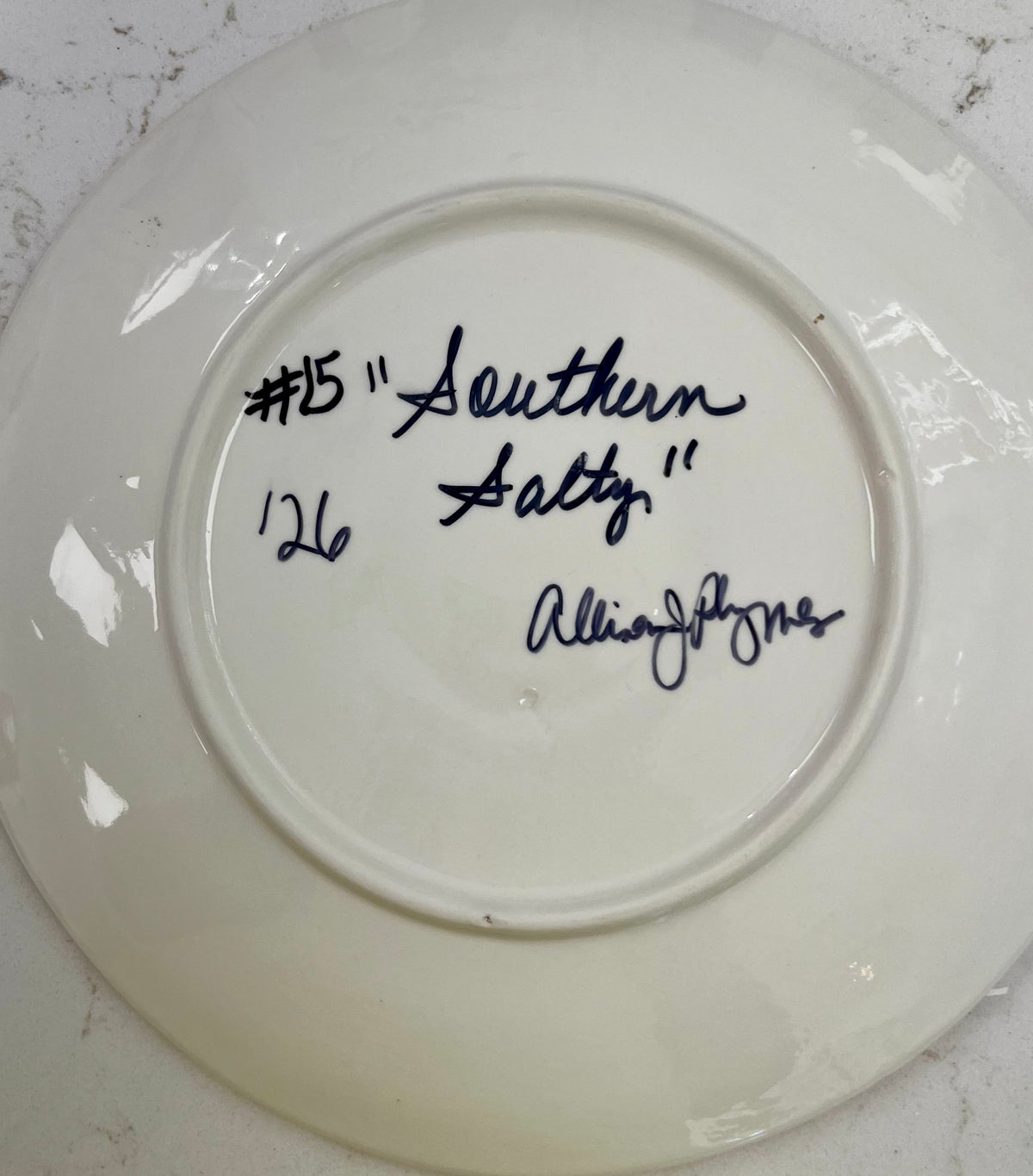 “Southern Salty” Hand-Painted Gilded Oyster Plate