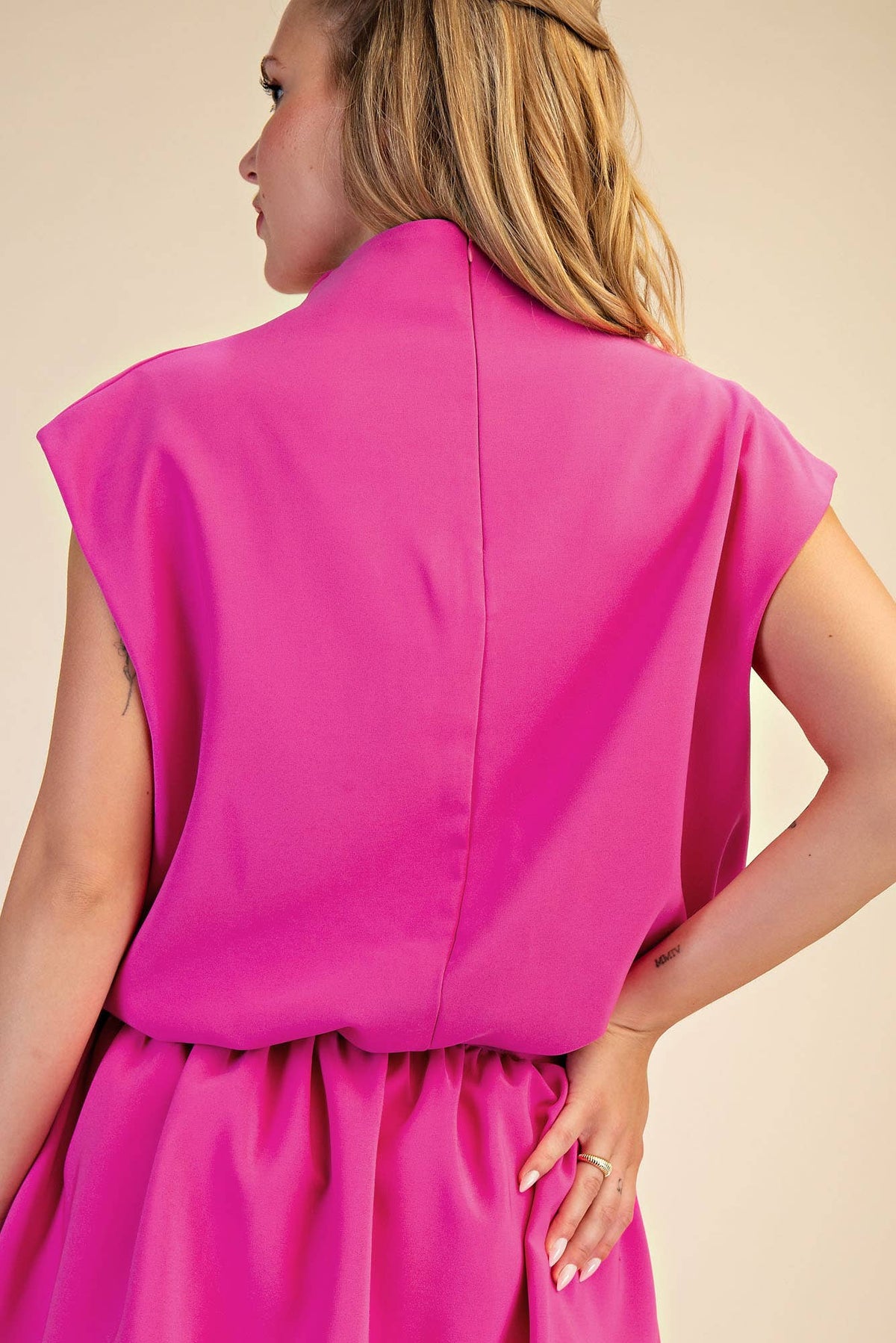 Mock Neck Balloon Top