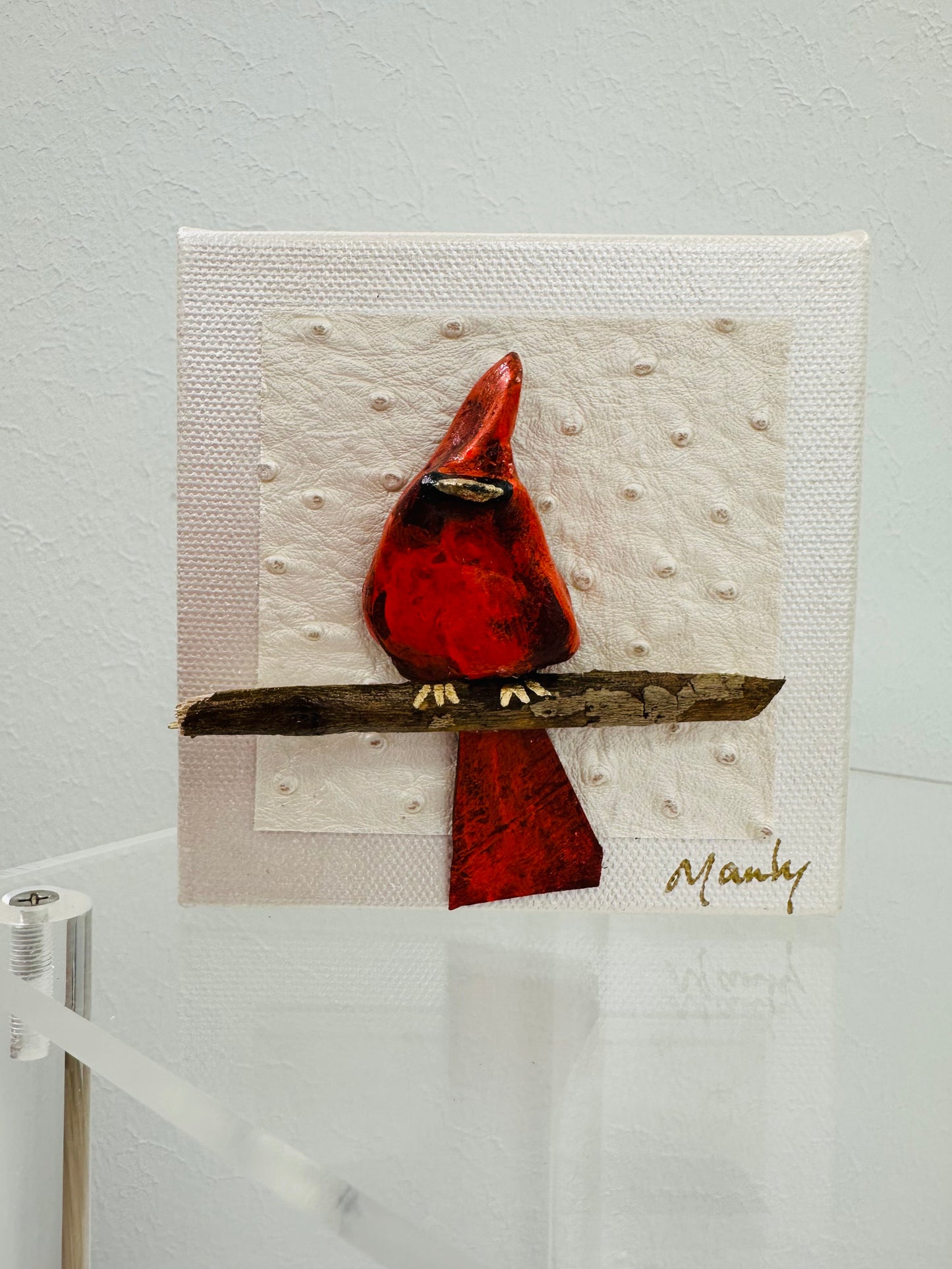 Dana Manly Cardinal Art on 4x4 Canvas