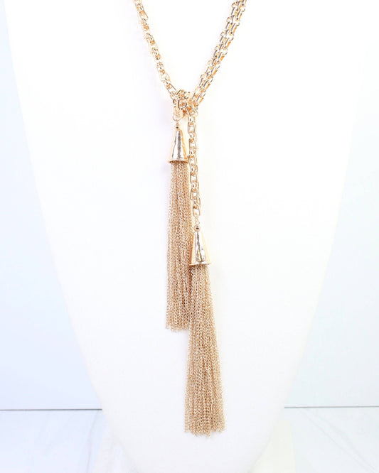Marely Long Tassel Gold Chain Necklace