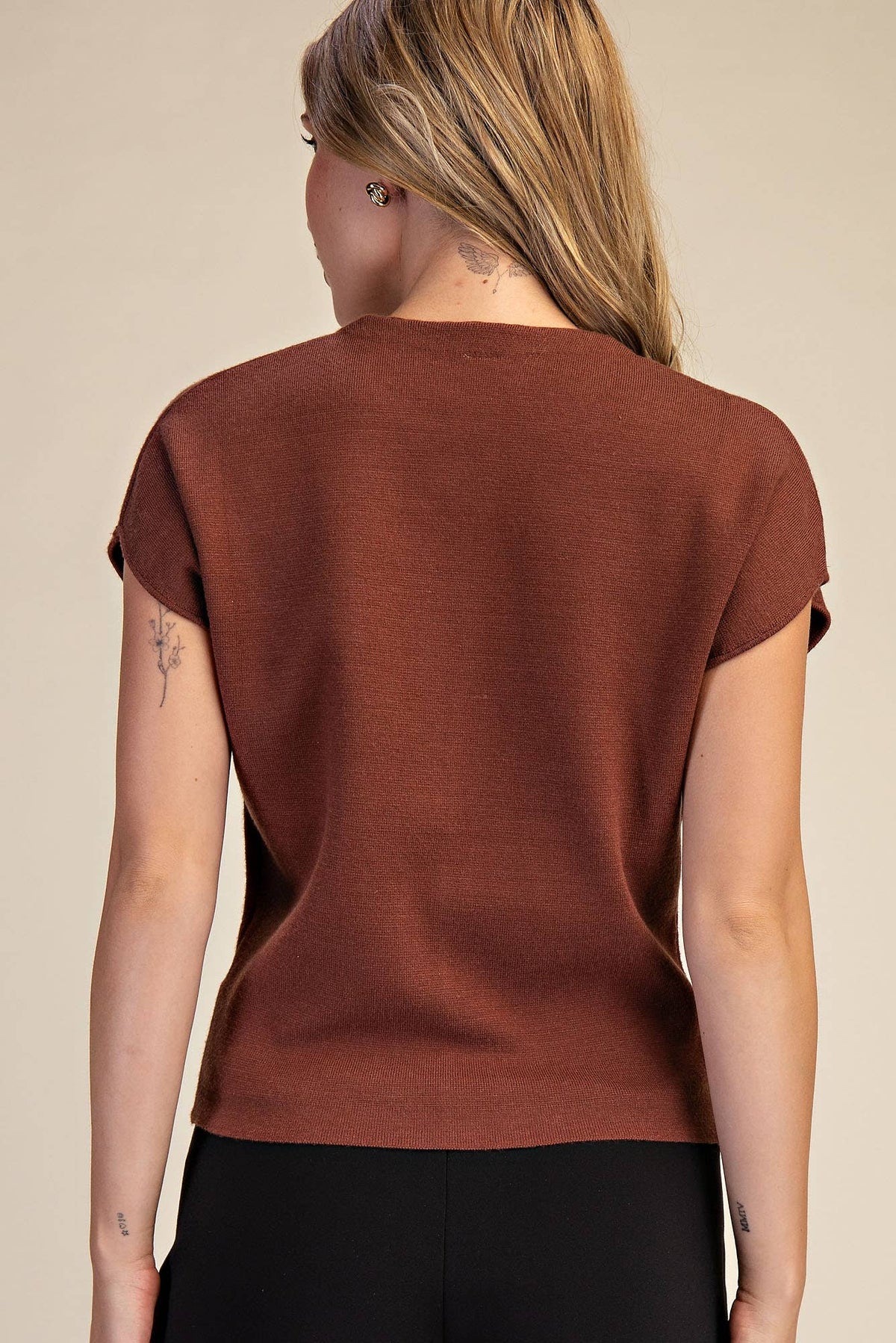 Black Dropped Shoulder Heart Button Detail Sweater