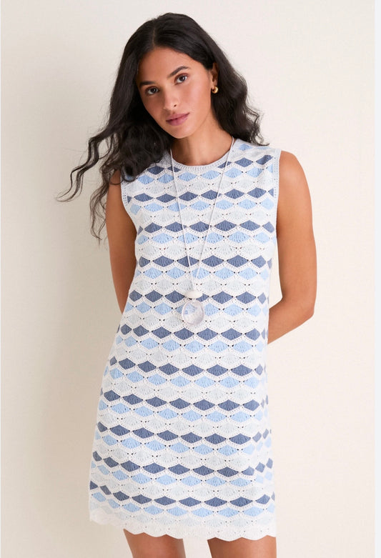 Tuckernuck Sea Glass CrochetEvelyn Shift Dress-Size Small
