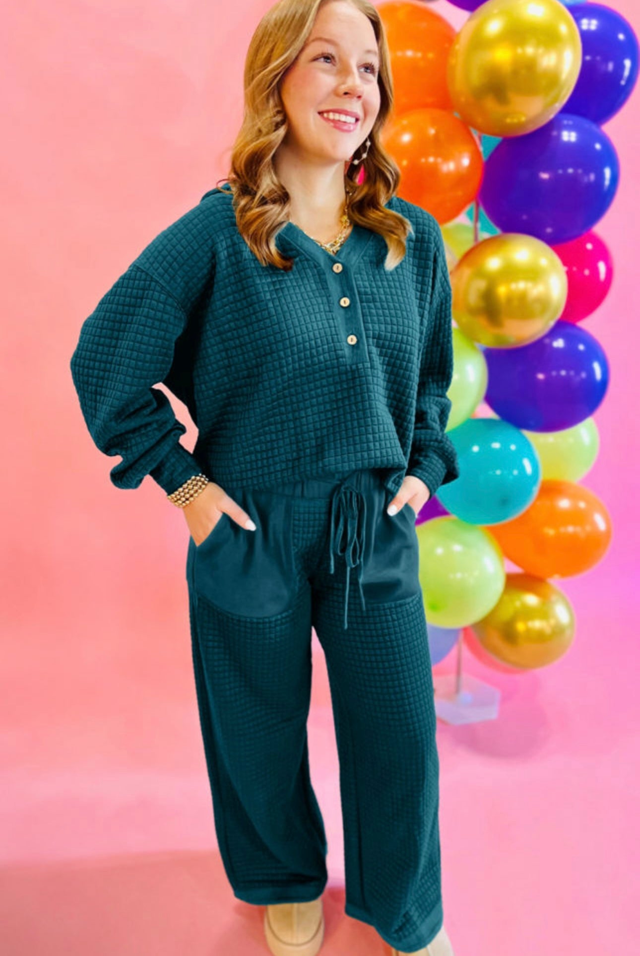 Teal Waffled Textured Set