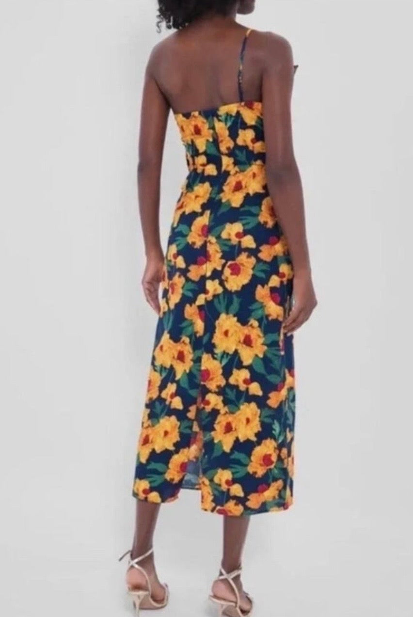 Tuckernuck Hyacinth House Margot Floral Navy Marigold Maxi Dress-Size Small