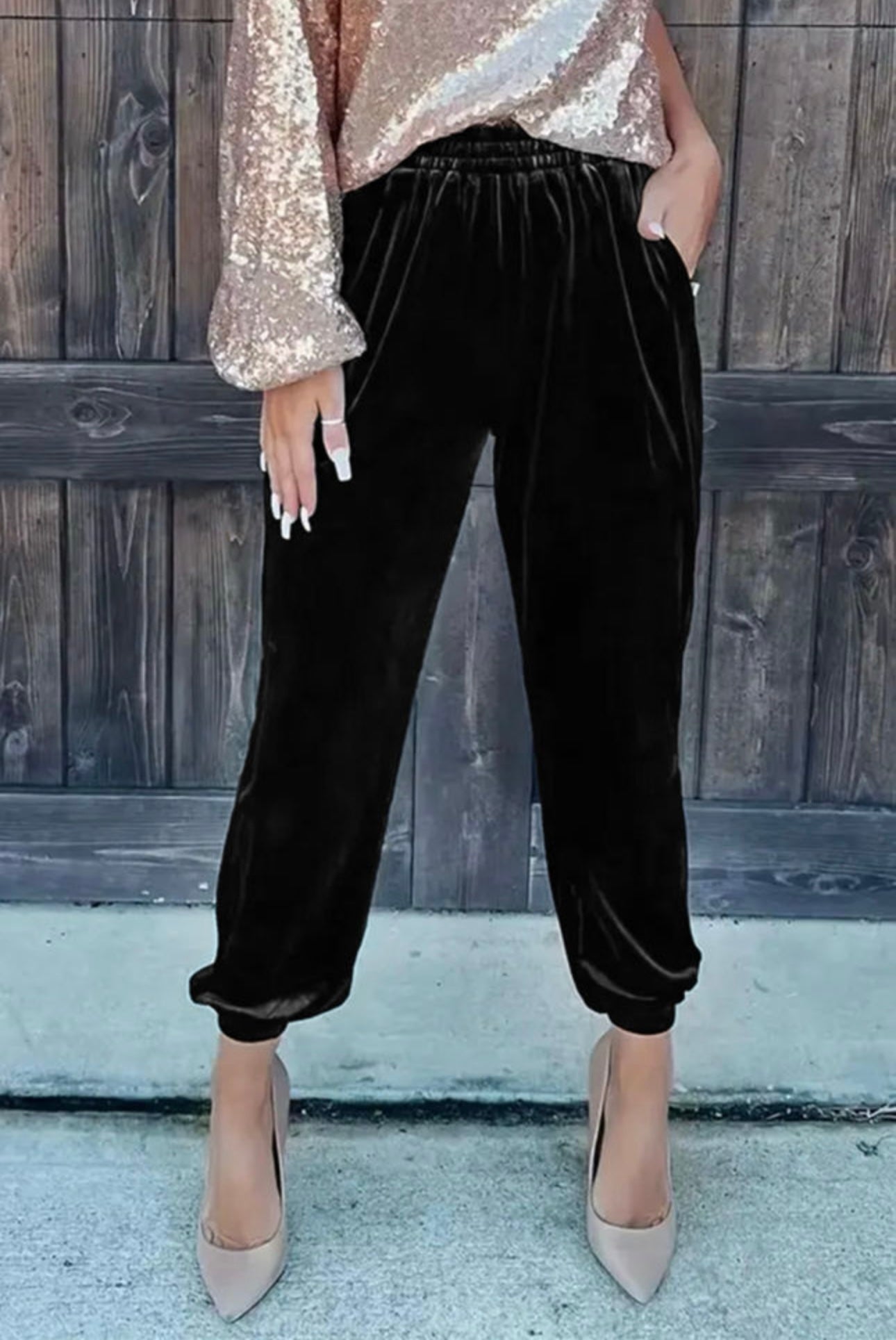 Black Velvet Joggers