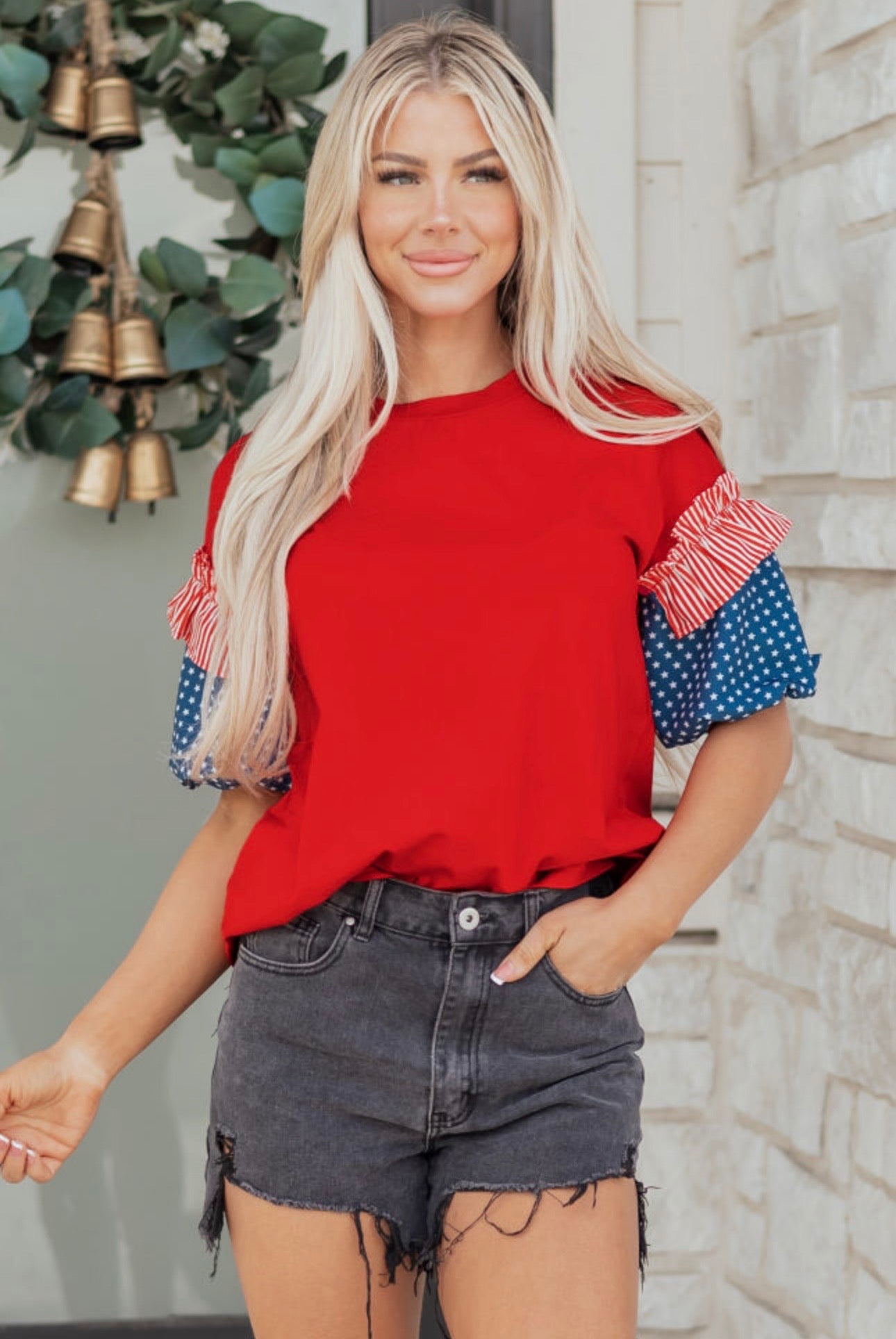 Patriotic Puff Sleeve Top