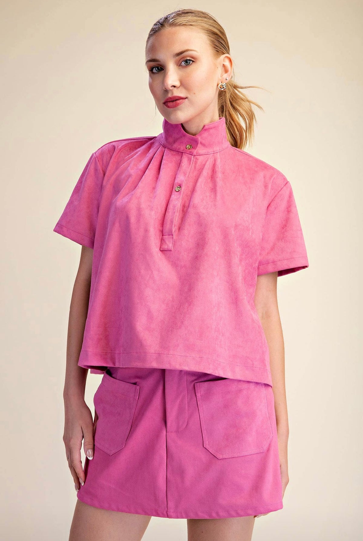 Suede-Look Soft Brush Stretchy Skort Set