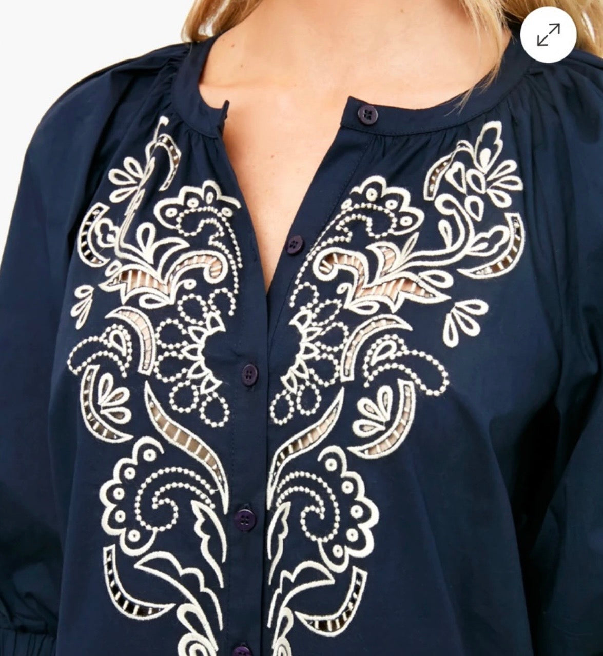 Tuckernuck Navy Embroidered Edda Midi Dress-Size XS