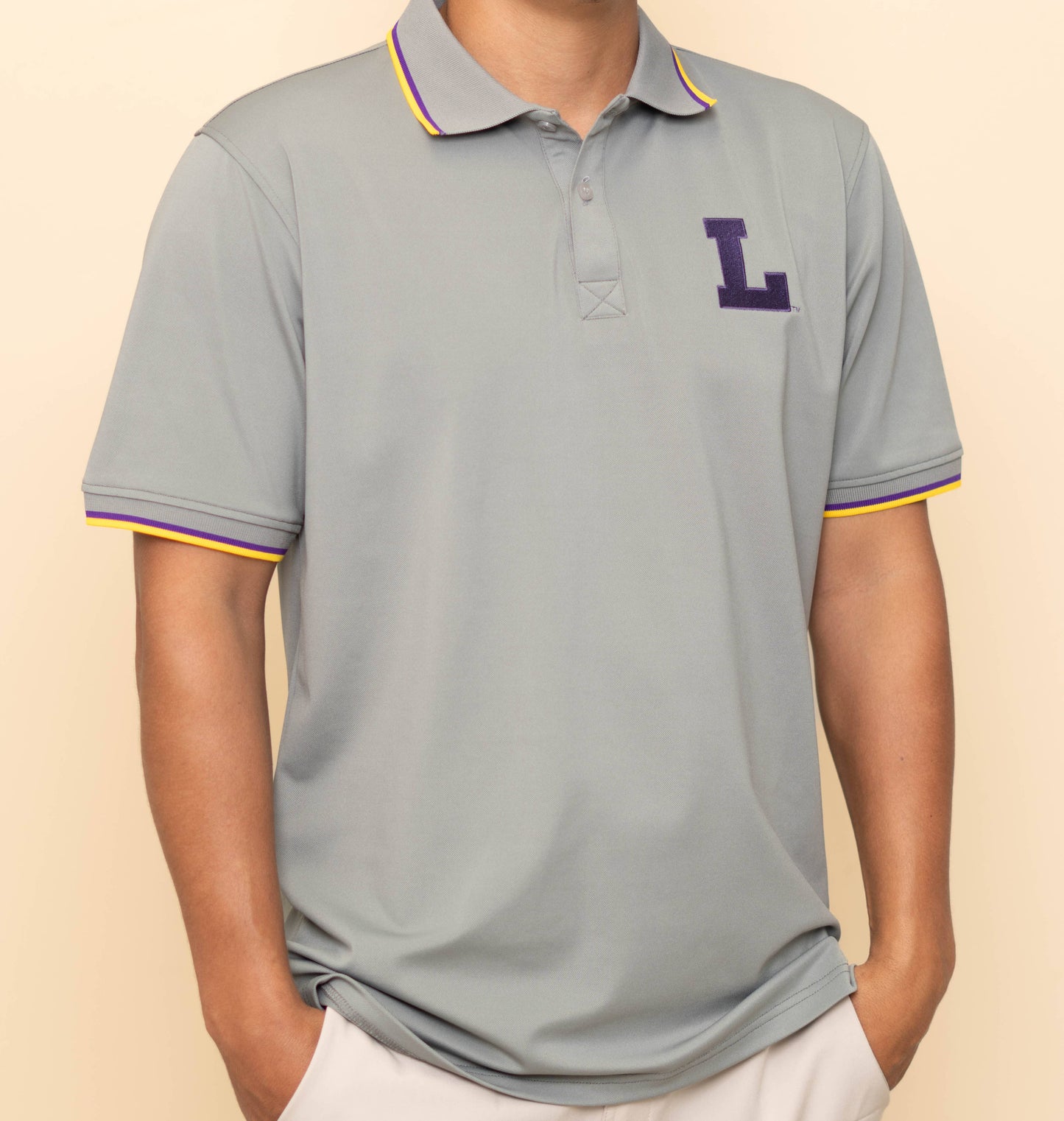 LSU Vintage L Logo (Licensed) | Men's Grey Polo