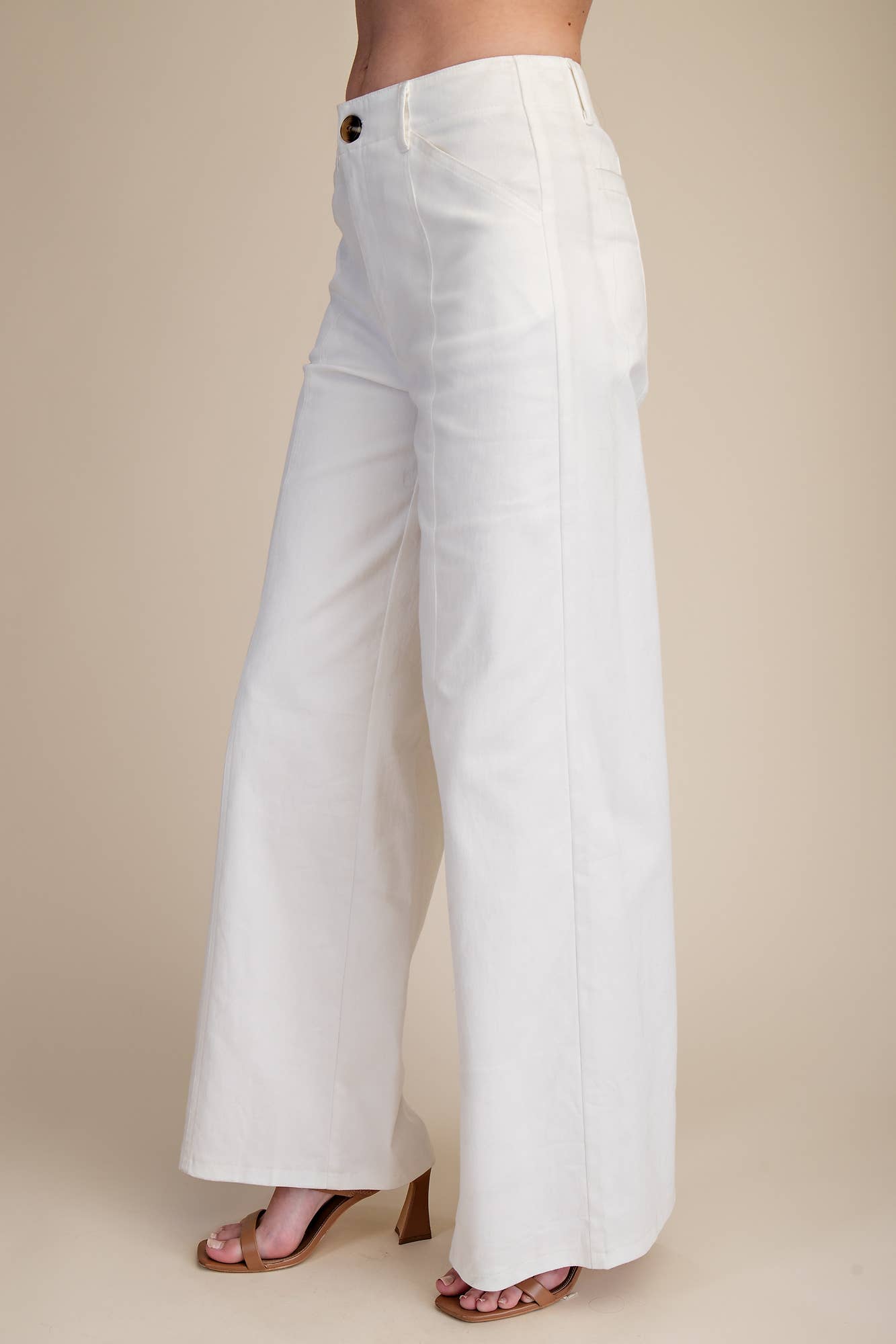 White High Rise Wide Leg Pants