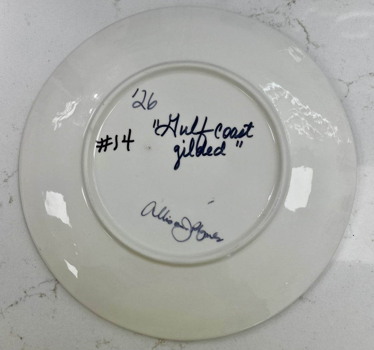 “Gulf Coast Gilded” Hand-Painted Gilded Oyster Plate