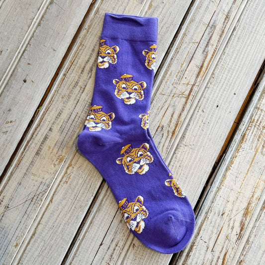 LSU Purple Vintage Mike Socks
