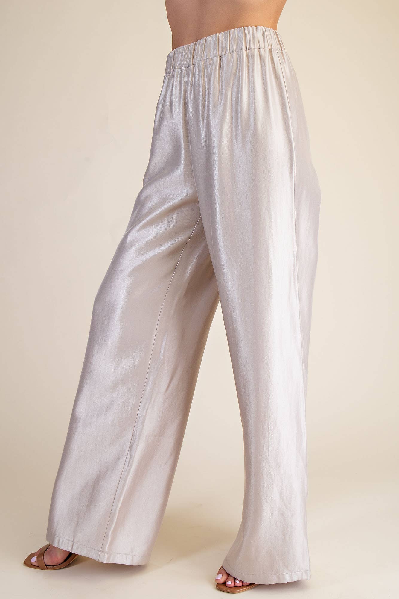 Champagne High Waist Wide Pants Set