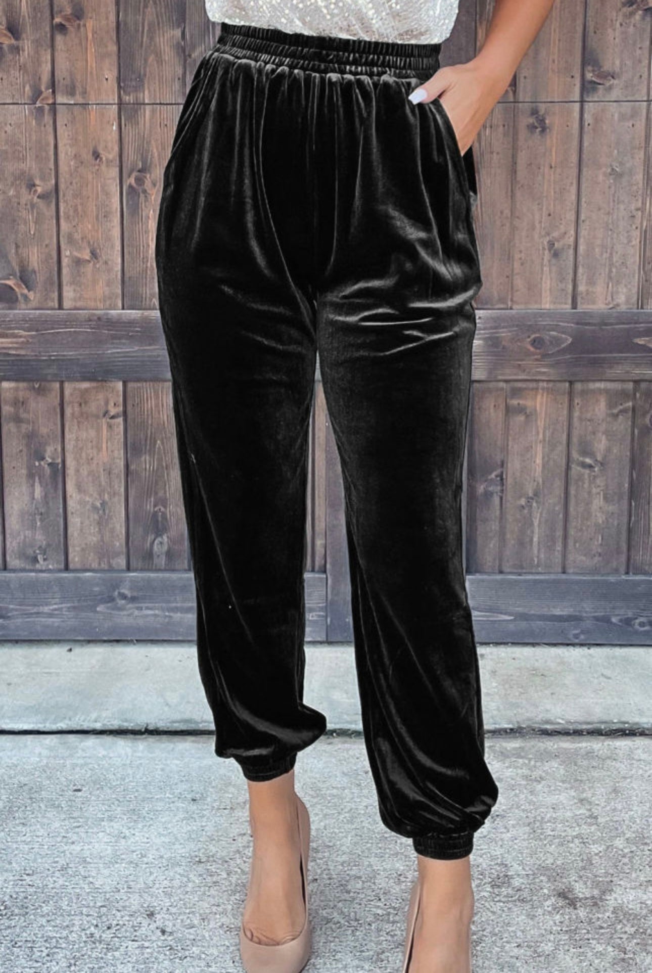 Black Velvet Joggers