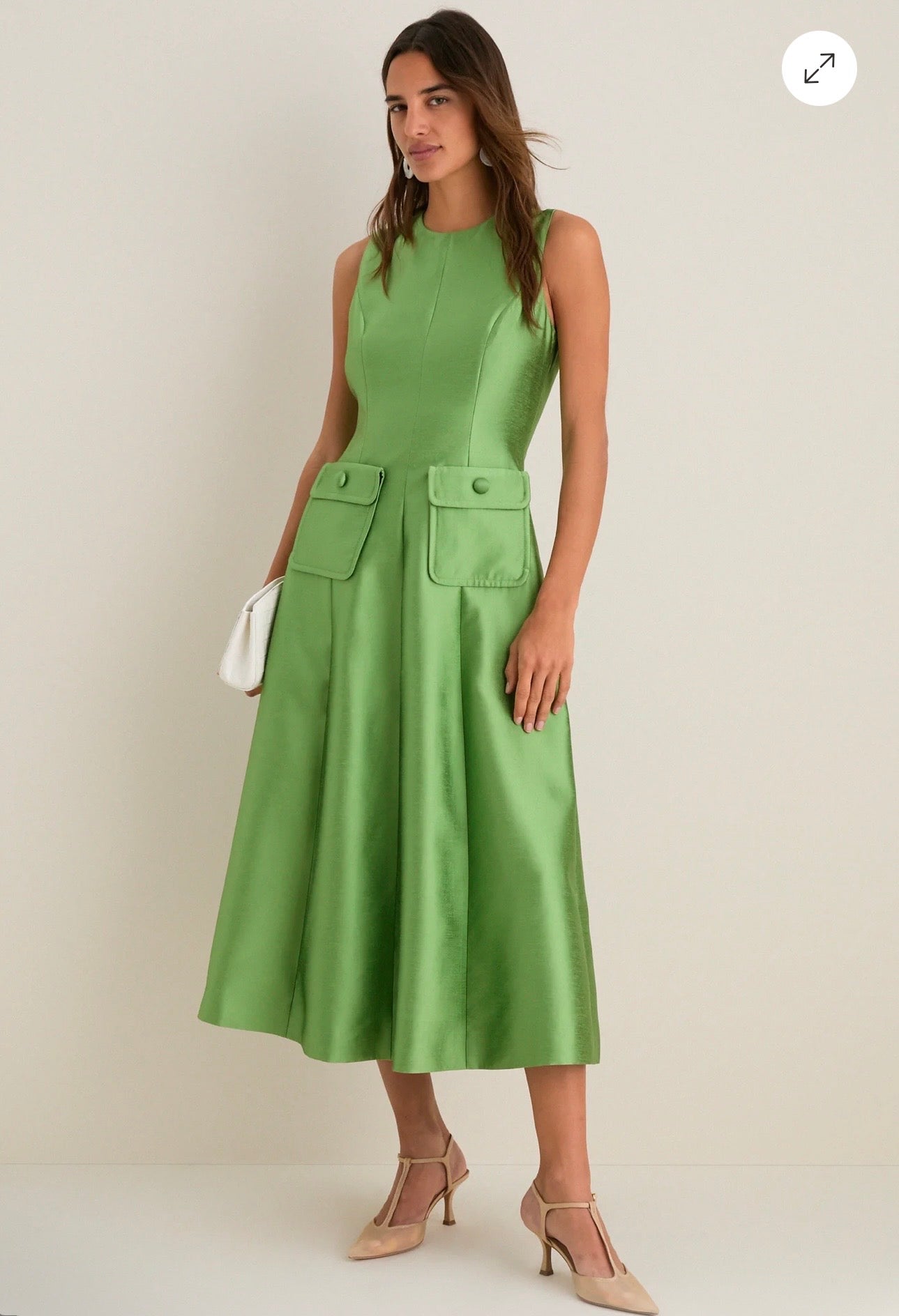 TUCKERNUCK Green Pistachio Dupioni Helene Midi Dress Size-0