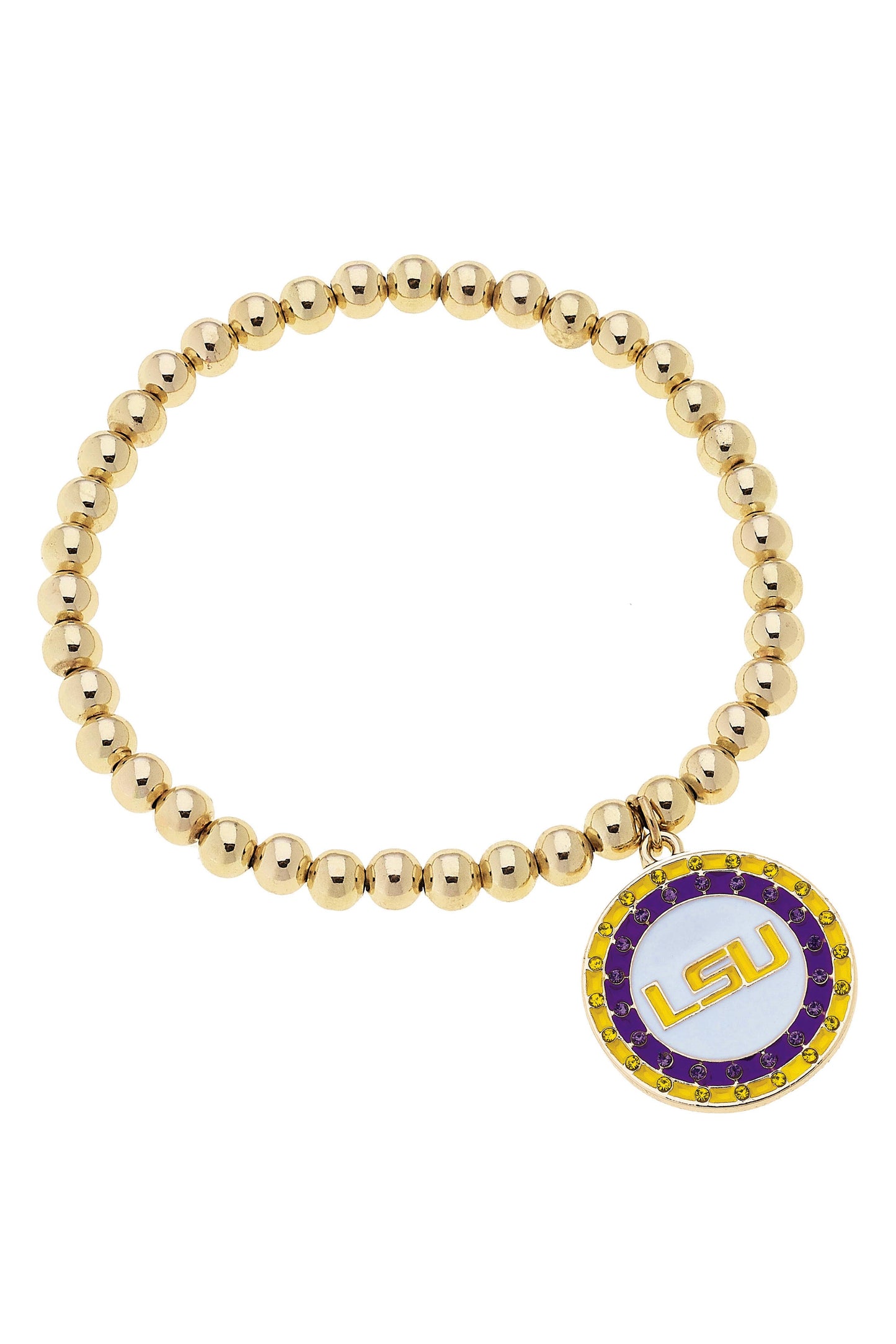 LSU Tigers Pave Disc Ball Bead Stretch Bracelet