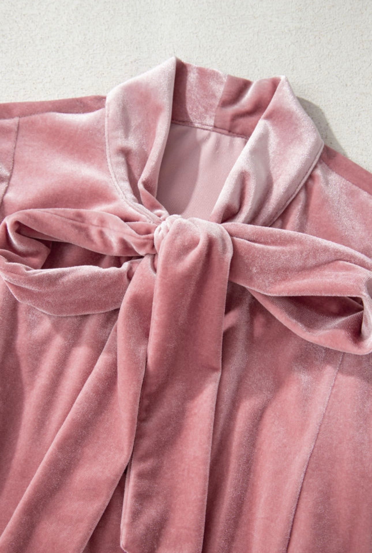 Pink Velvet Bow Blouse