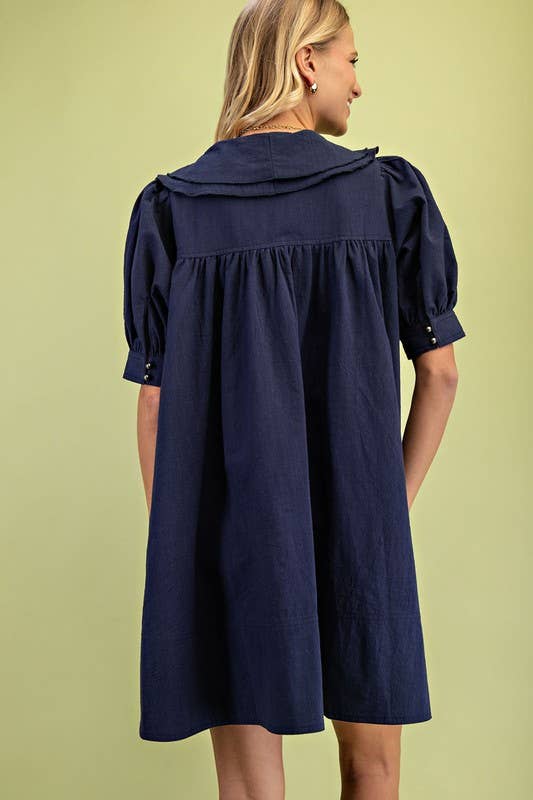 Teal Large Sailor Style Collar Dress