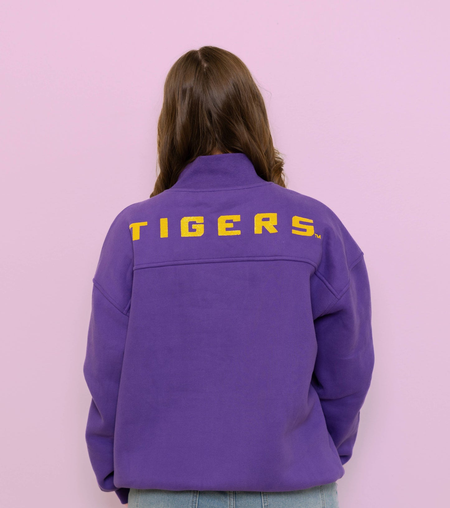 LSU Vintage (Licensed) | Women's Sequin Purple Mockneck Sweatshirt