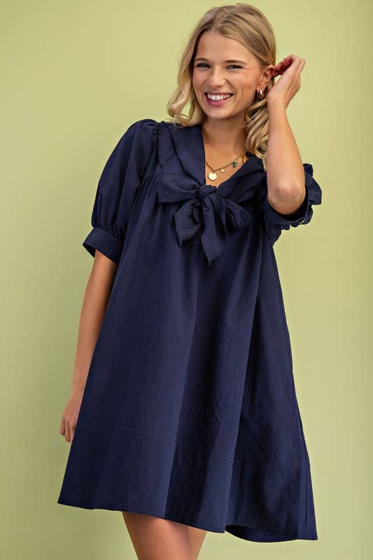 Teal Large Sailor Style Collar Dress