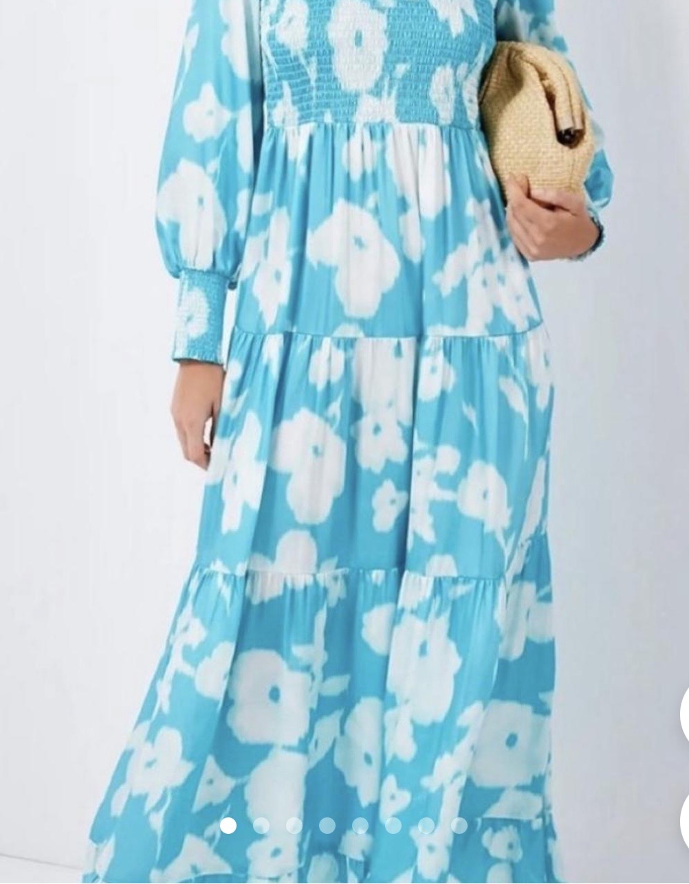 Tuckernuck Turquoise Blue Watercolor Floral Libby Tiered Ruffle Maxi Dress-Size XS