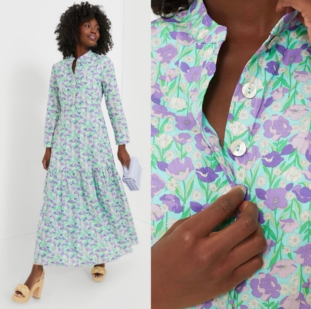 Tuckernuck Hyacinth House Bellflower Floral Maxi Dress-Size XXS