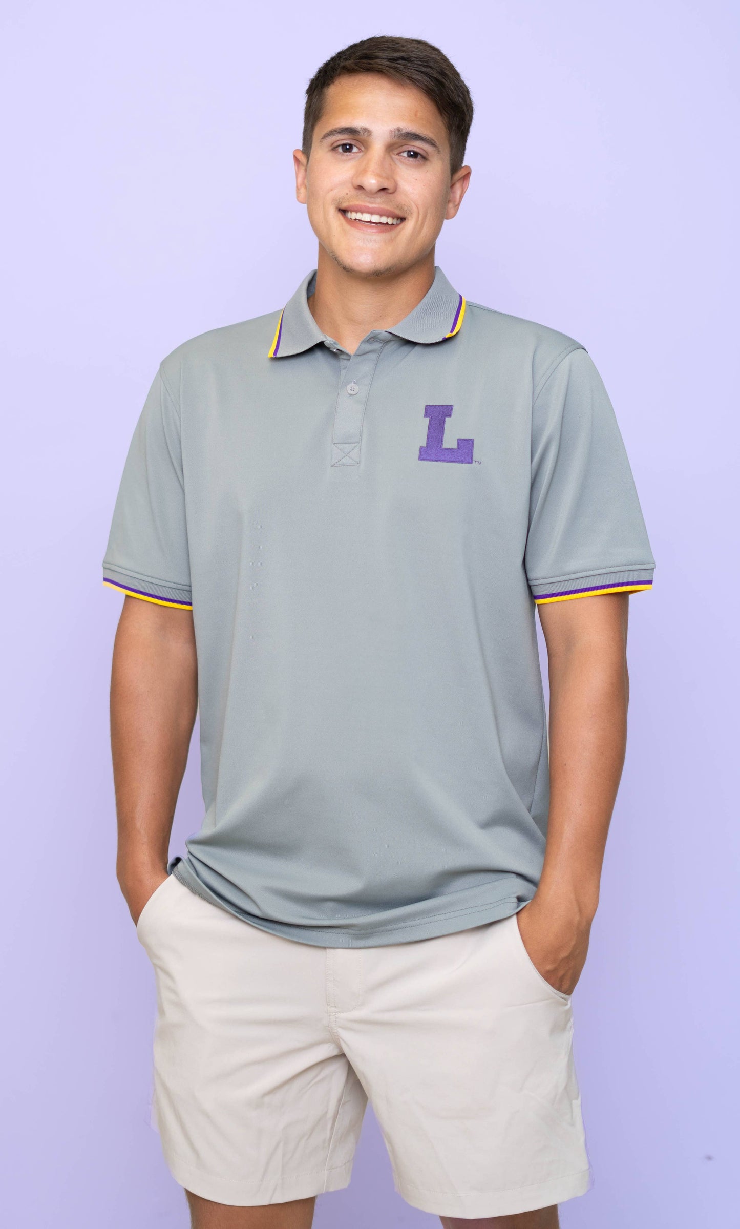 LSU Vintage L Logo (Licensed) | Men's Grey Polo