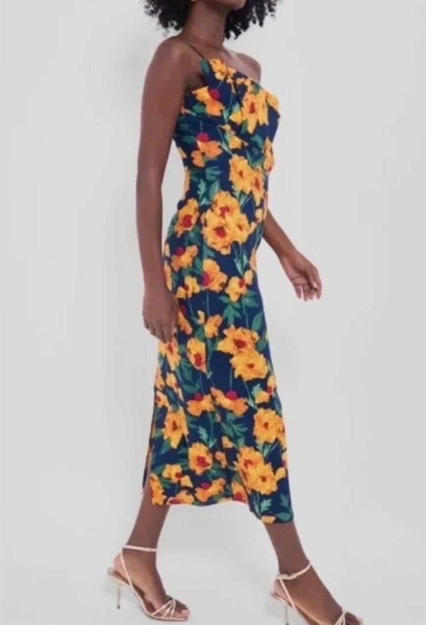 Tuckernuck Hyacinth House Margot Floral Navy Marigold Maxi Dress-Size Small